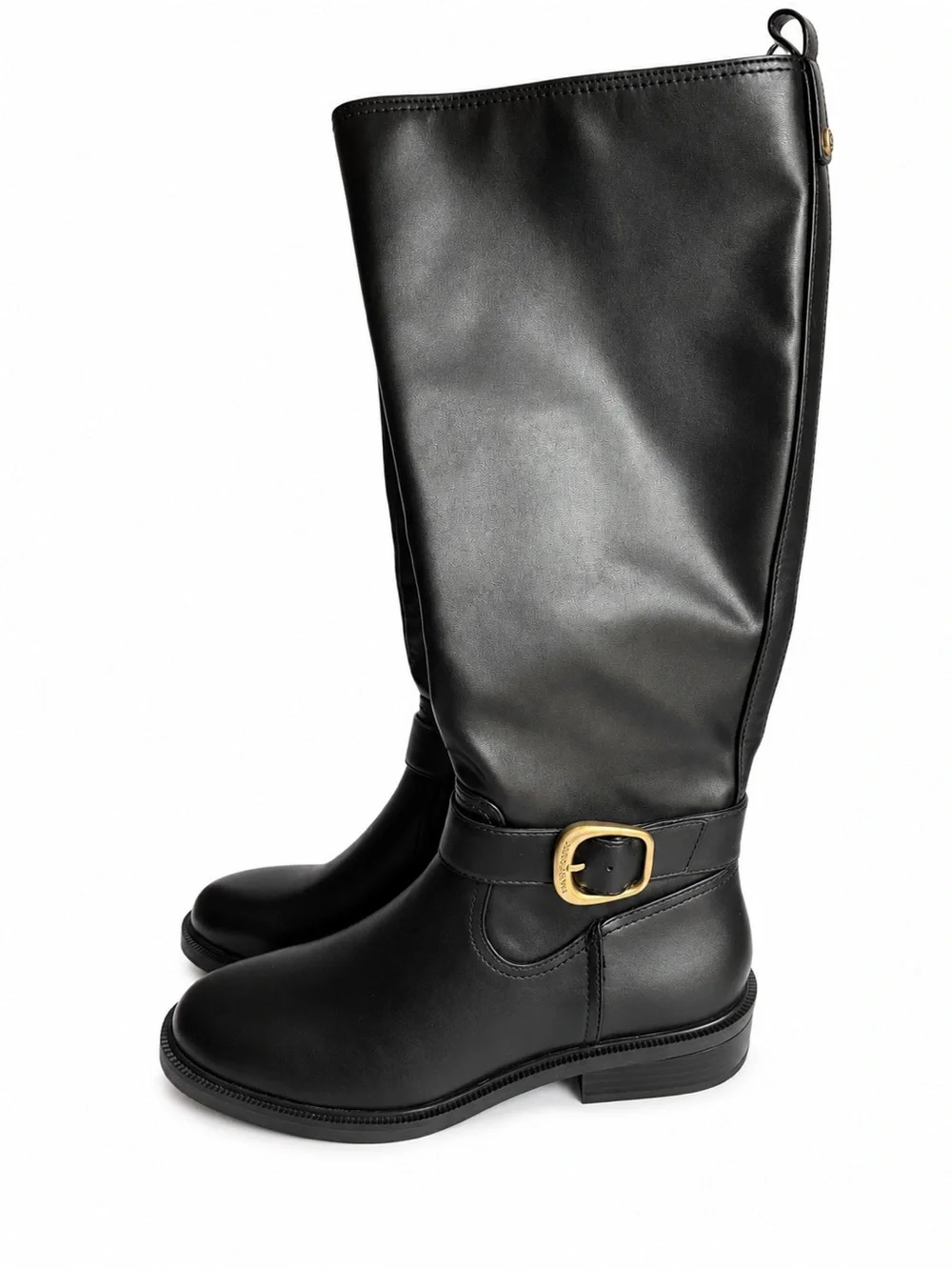 Vince Camuto Black Knee High Riding Boots Women’s 8 NWT Gold Buckle